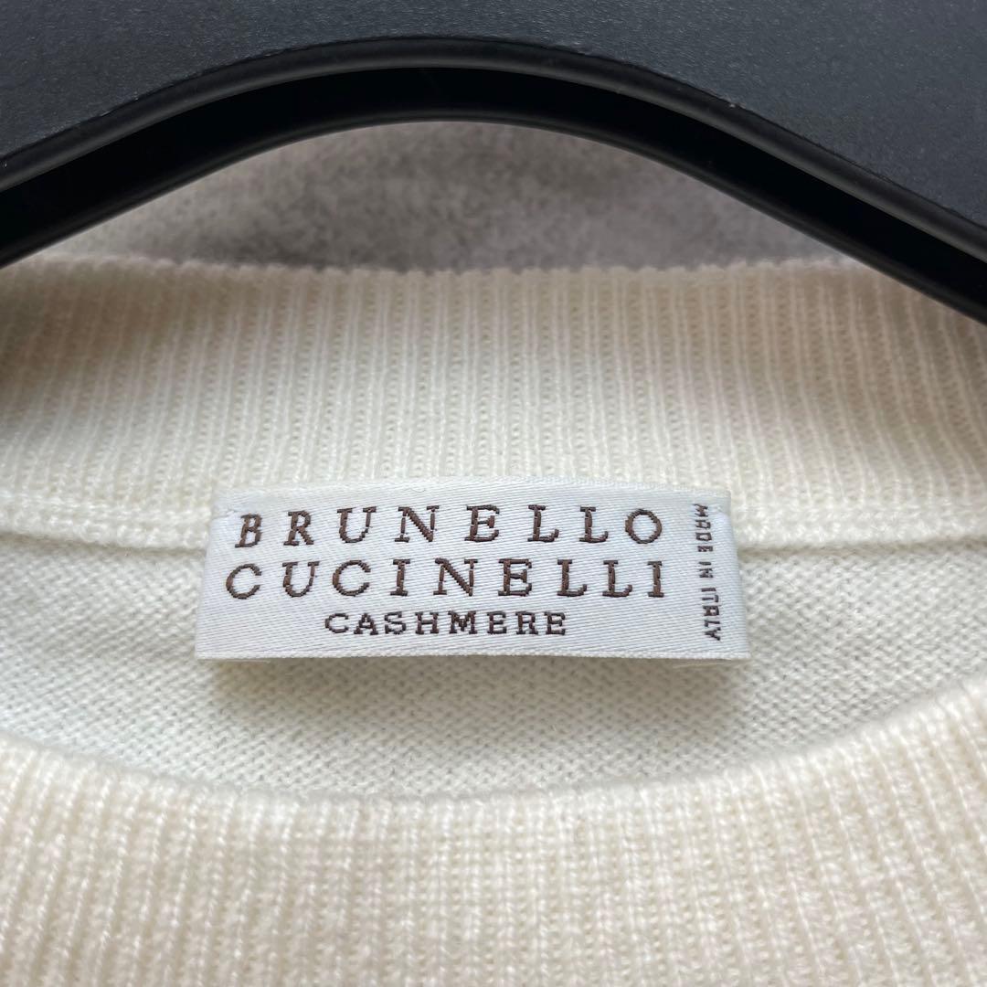 カシミヤ100%✨ブルネロクチネリ ニット ホワイト スパンコール 花 高級感