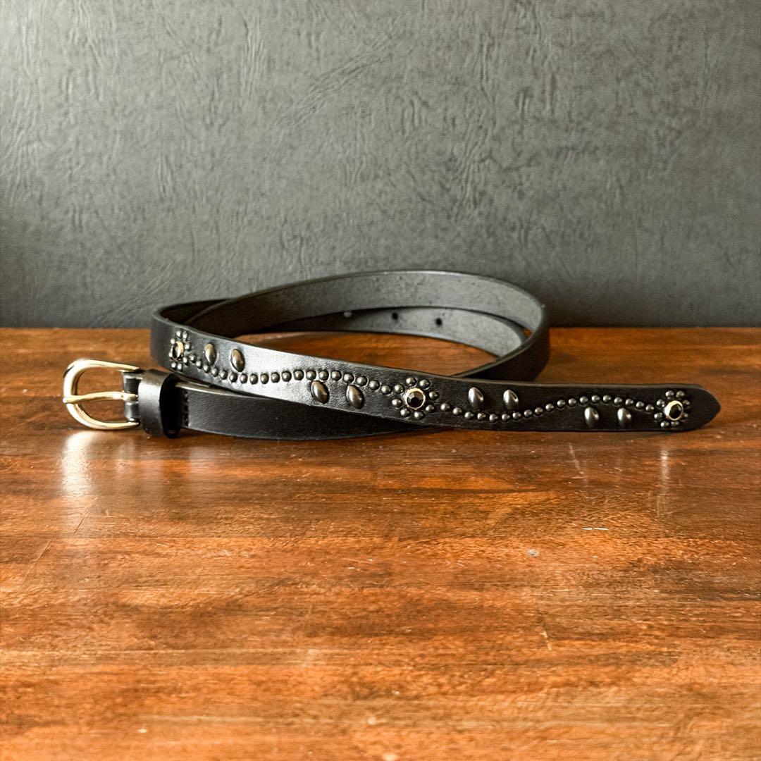 スタッズナローベルトフラワーBK18mm 130cm34inch