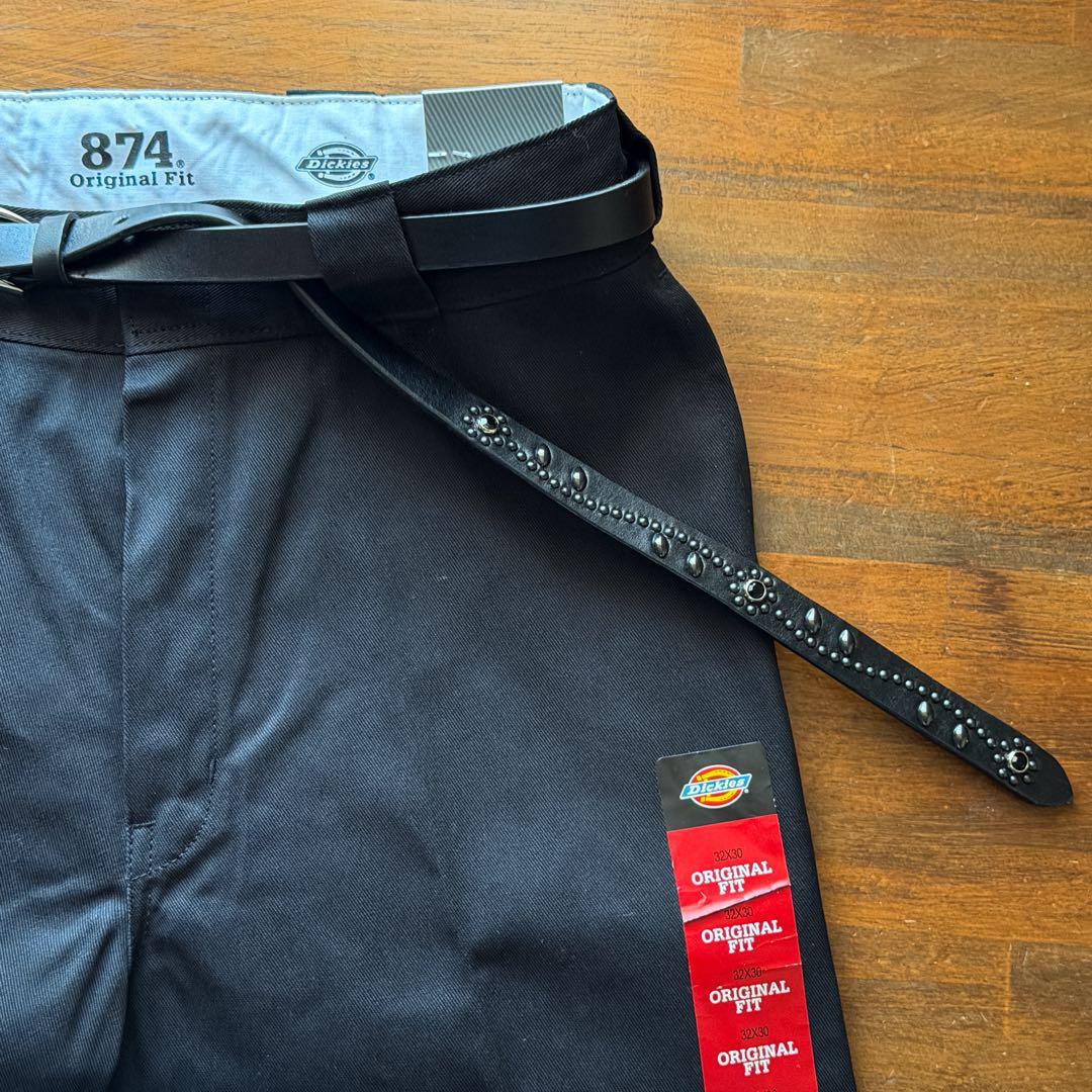 スタッズナローベルトフラワーBK18mm 130cm34inch