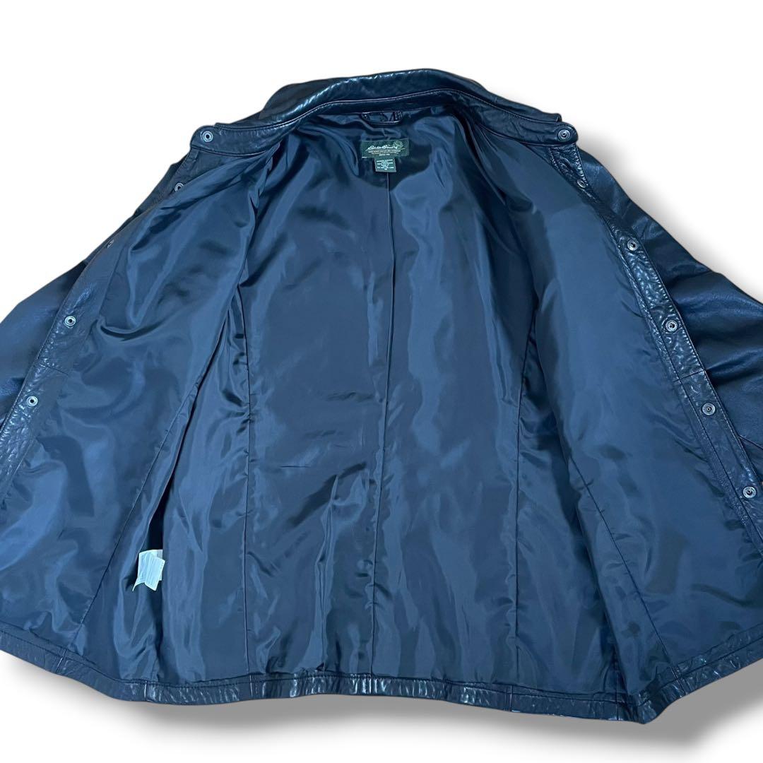 【美品】エディーバウワー 上質 レザージャケット カーコート 黒 ラムレザー