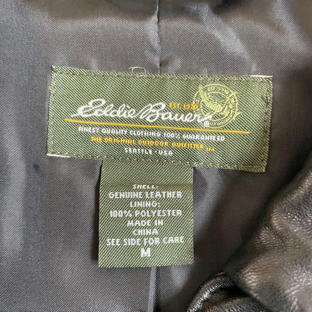 【美品】エディーバウワー 上質 レザージャケット カーコート 黒 ラムレザー
