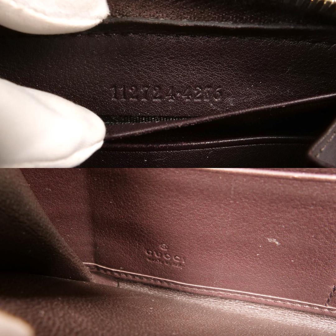 美品✨グッチ 長財布 ラウンドファスナー シマ GG型押し レザー ブラウン