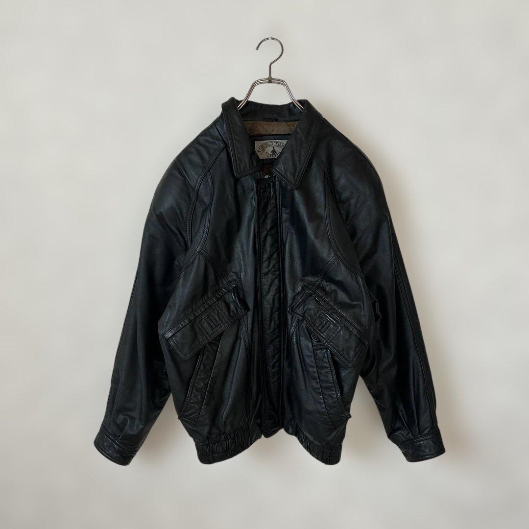 古着　上質　革ジャン　リアルレザージャケット　光沢　牛革　ライダースジャケット