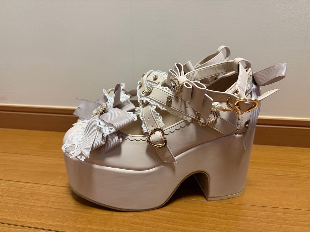 新品未使用品 LIZLISA クロスストラップリボンパンプス ピンク L