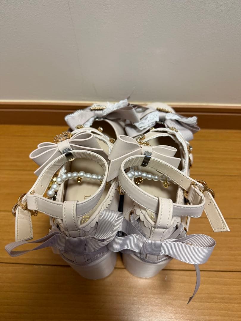 新品未使用品 LIZLISA クロスストラップリボンパンプス ピンク L