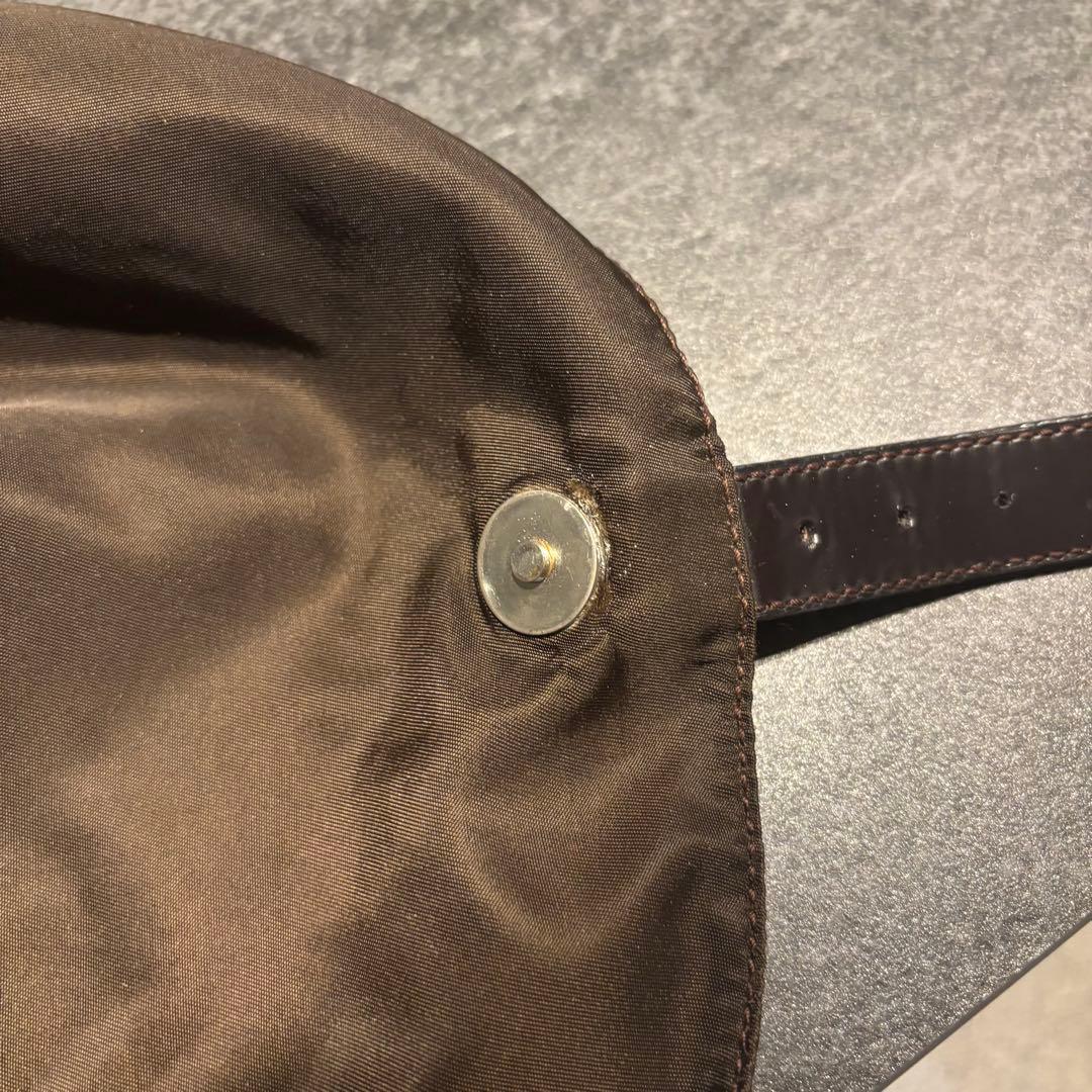 PRADA ミニリュック バックパック ロゴプレート ダークブラウン ナイロン