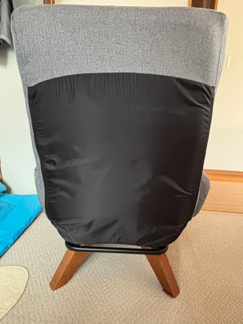 グレー 1人掛けソファ 高背もたれ首リクライニング