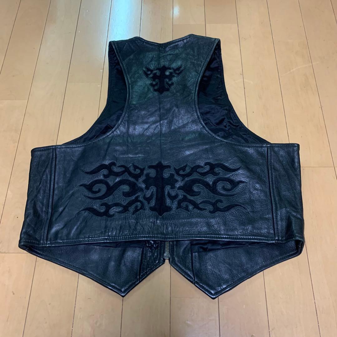 Oakwood レザーベスト クロス パッチ オークウッド Y2K アメカジ