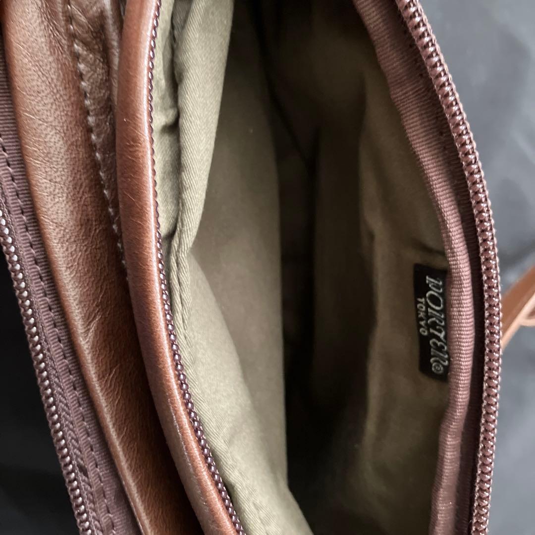 ポーター　PORTER ブラウン 革　 レザー ショルダーバッグ日本製