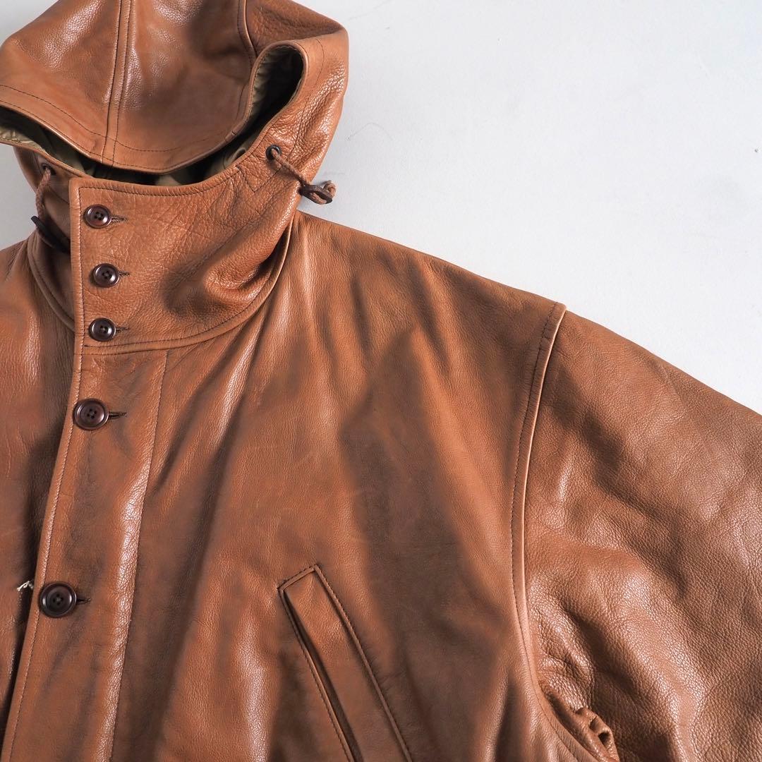 ラルフローレン　本革１００％　レザーコート　フーディ　ブラウン　美品