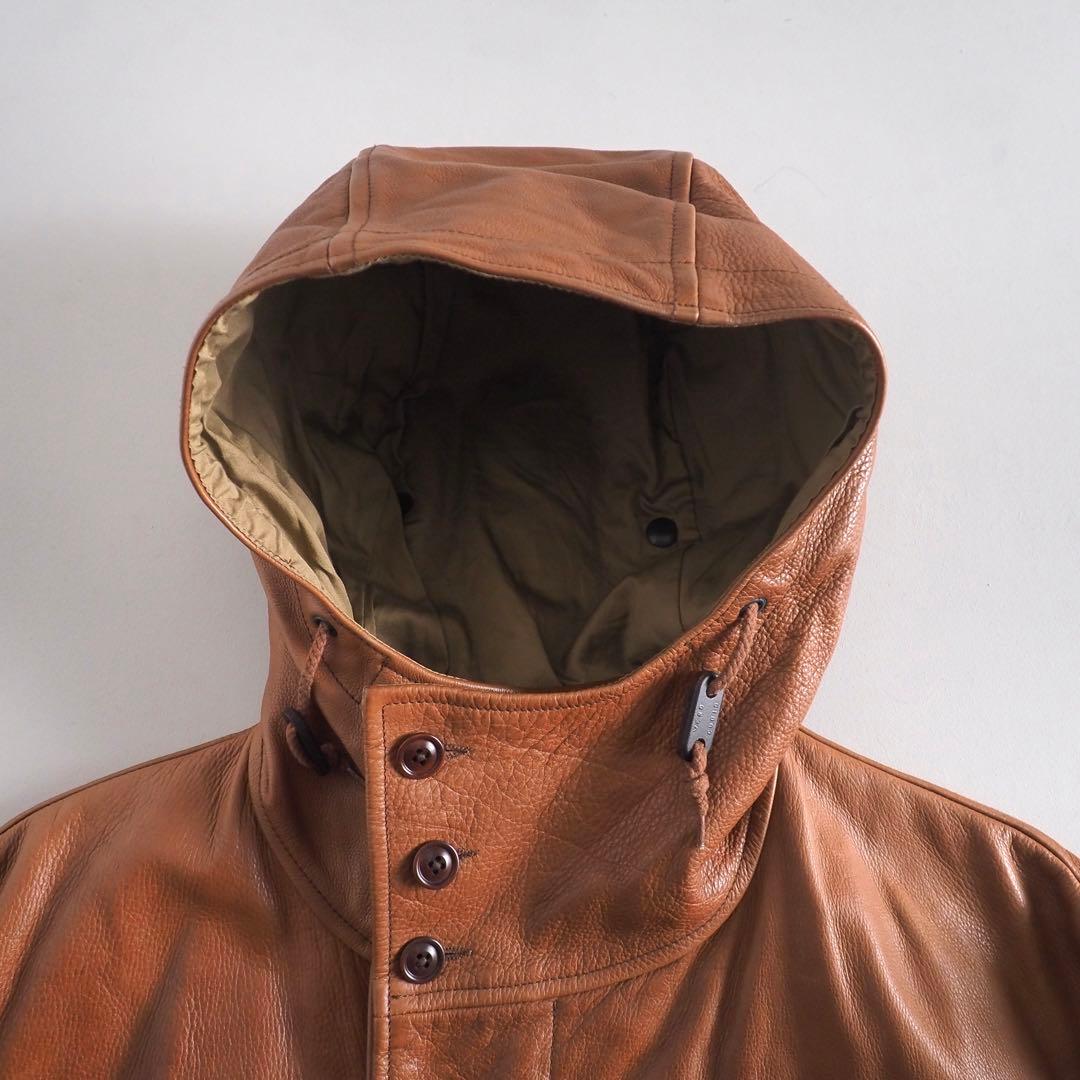 ラルフローレン　本革１００％　レザーコート　フーディ　ブラウン　美品