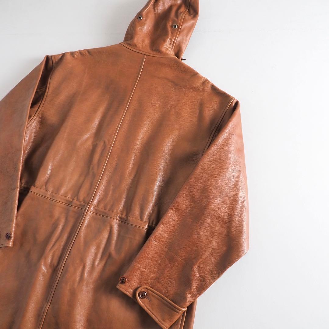 ラルフローレン　本革１００％　レザーコート　フーディ　ブラウン　美品