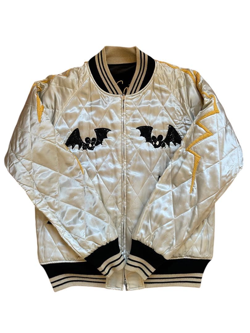 ミッキーマウス 刺繍 リバーシブル スカジャン サイズL