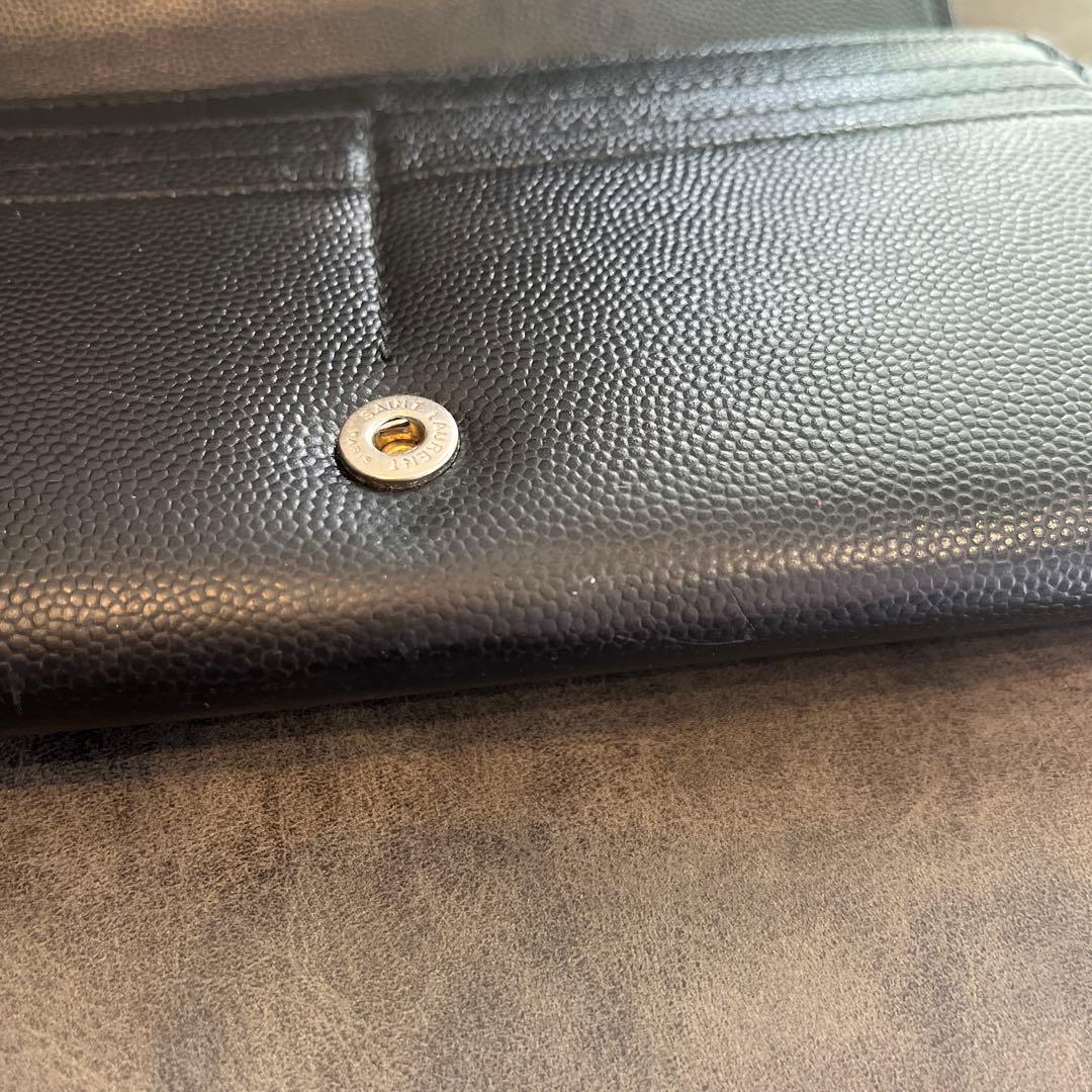 Saint Laurent サンローラン　スタッズ付きブラックレザー長財布