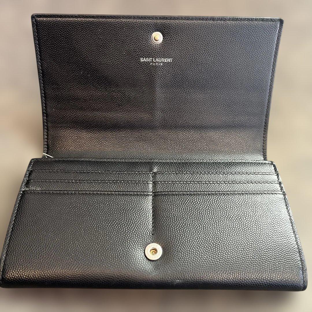Saint Laurent サンローラン　スタッズ付きブラックレザー長財布