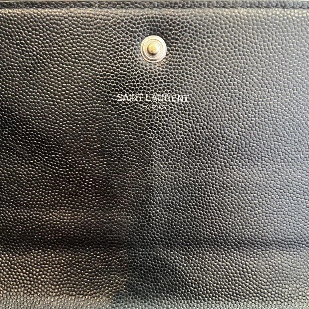 Saint Laurent サンローラン　スタッズ付きブラックレザー長財布