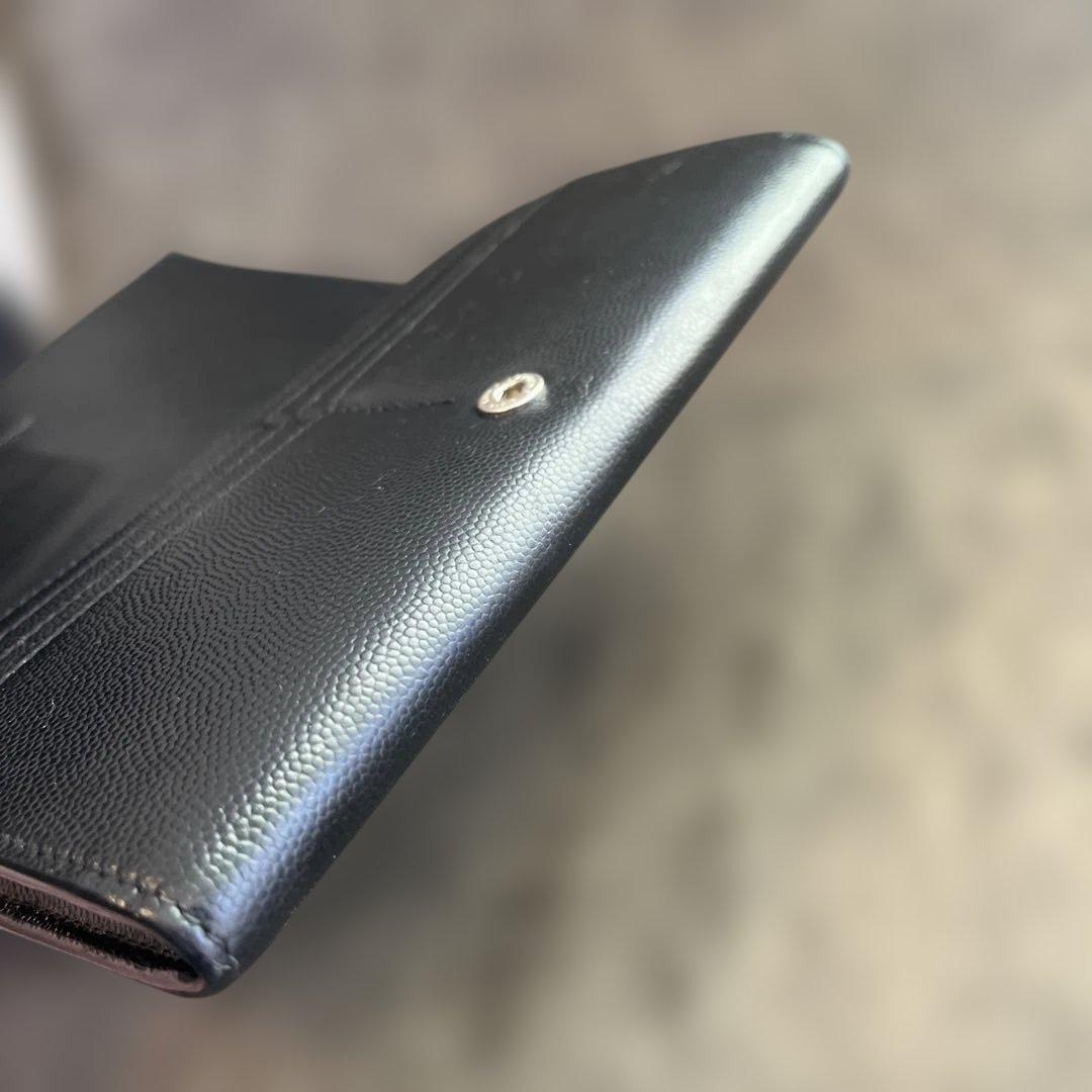 Saint Laurent サンローラン　スタッズ付きブラックレザー長財布