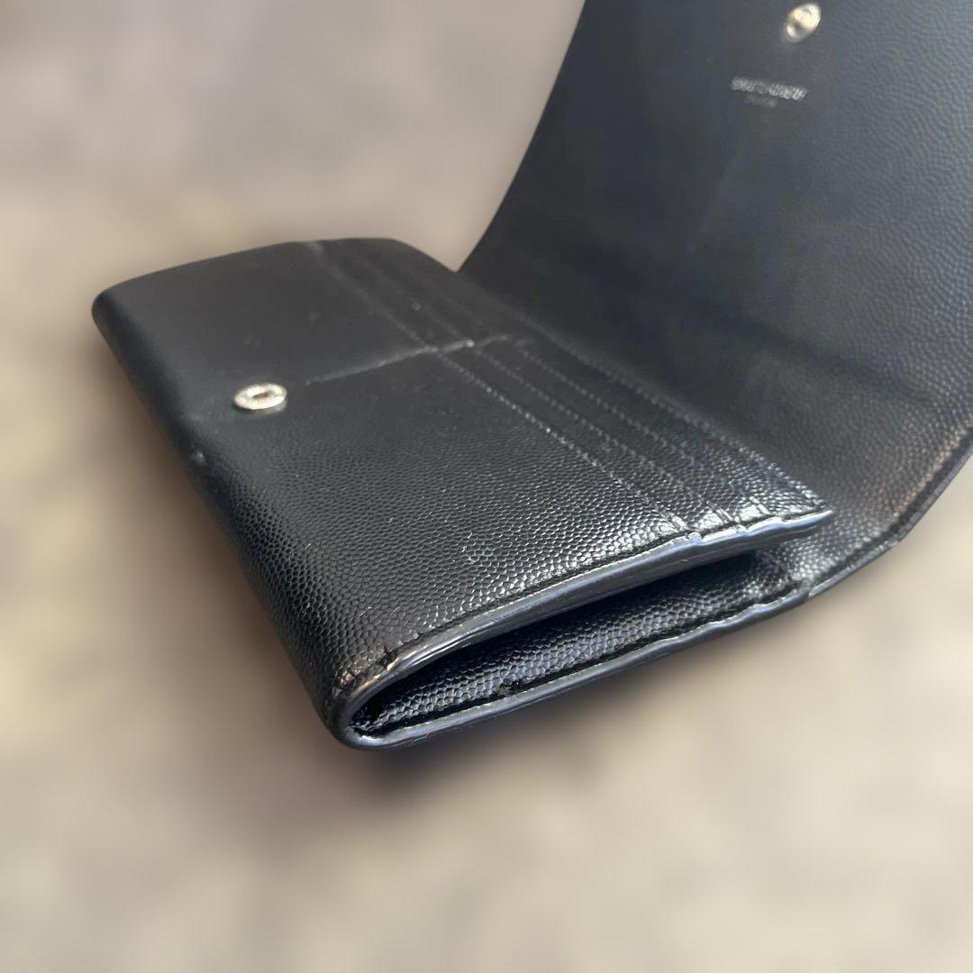 Saint Laurent サンローラン　スタッズ付きブラックレザー長財布