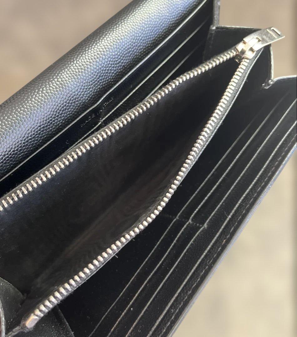 Saint Laurent サンローラン　スタッズ付きブラックレザー長財布