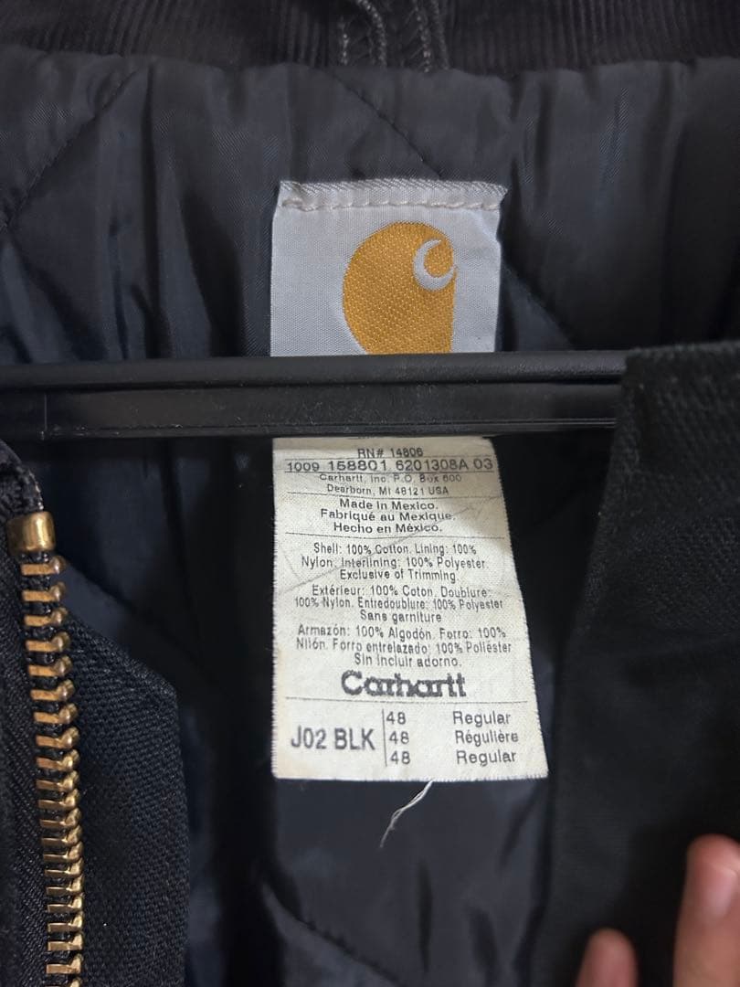 Carhartt ワークジャケット デトロイト系 ブラック 企業ロゴ 刺繍