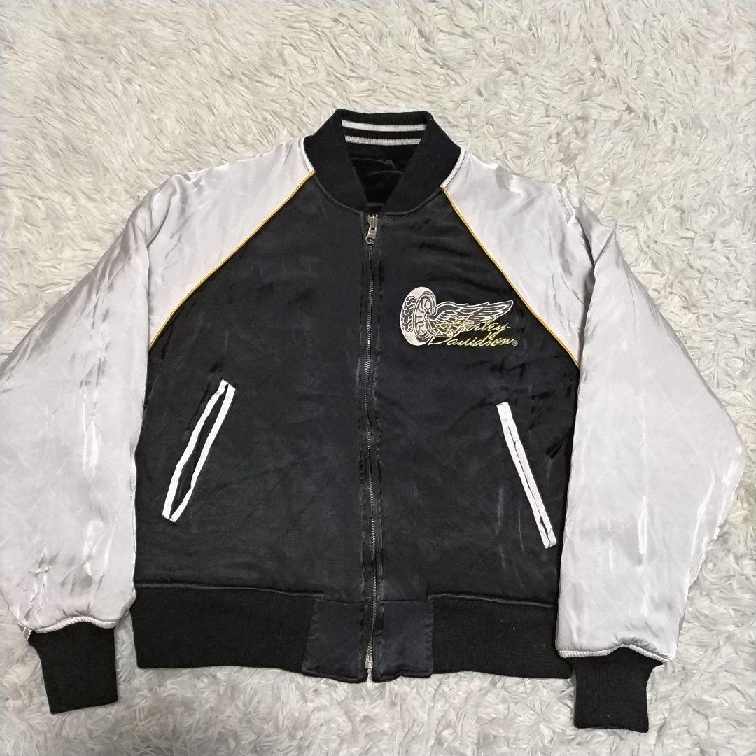 ハーレーダビッドソン ベロア　スカジャン ブルゾン　刺繍　リバーシブル