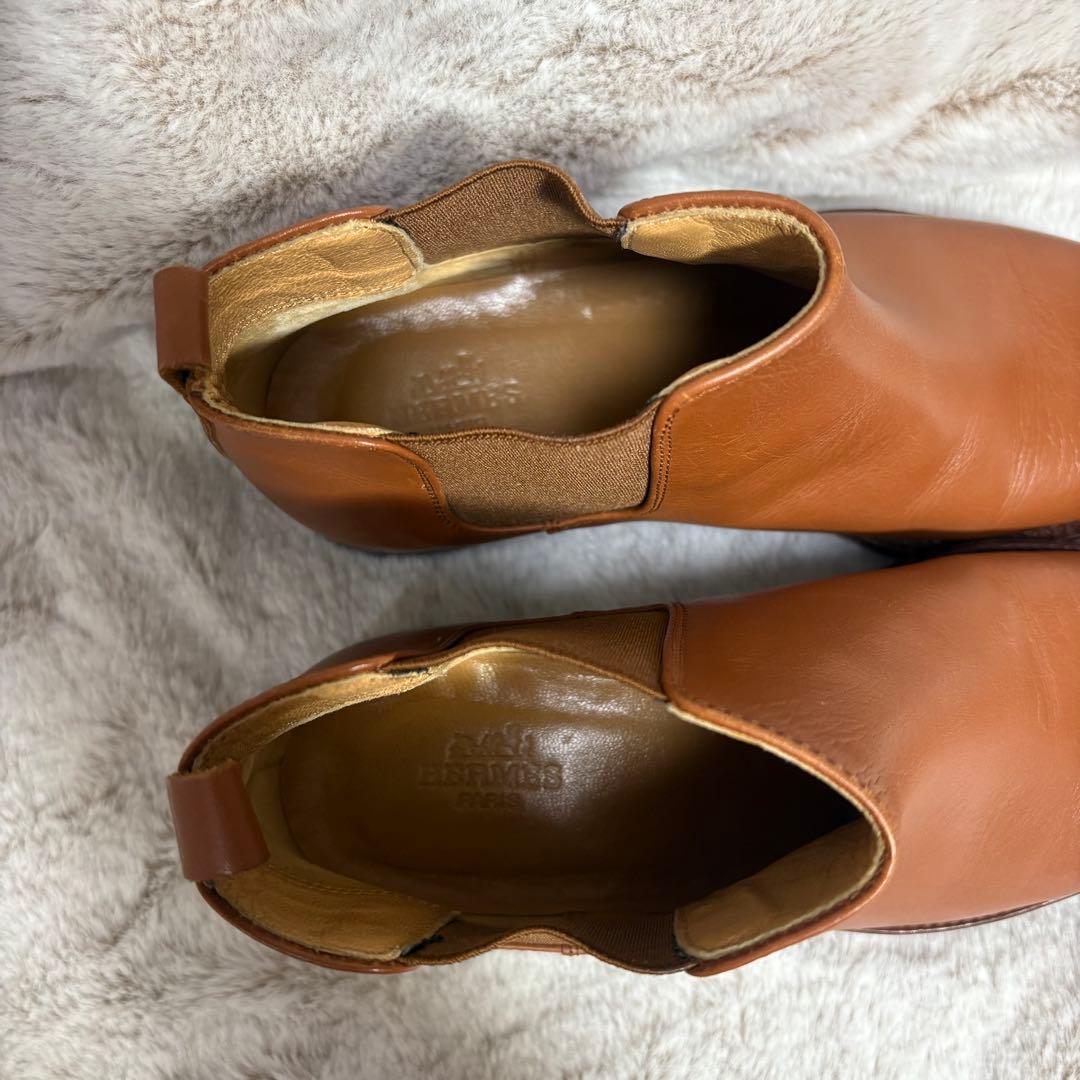 L*i様 エルメス　サイドゴアブーツ　チェルシーブーツ　22cm キャメル　イタ