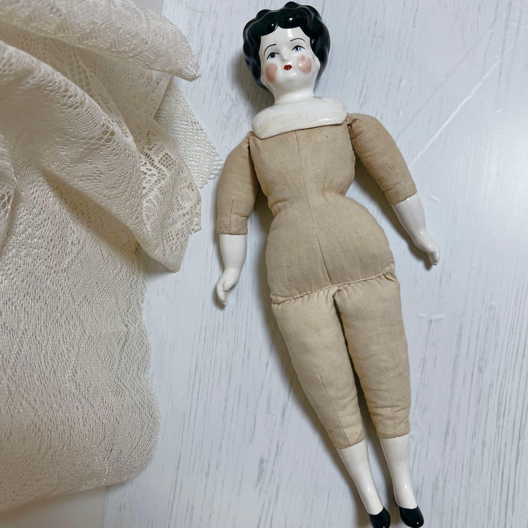 【希少！】チャイナヘッドドール アンティーク ビスクドール 陶器人形　35cm