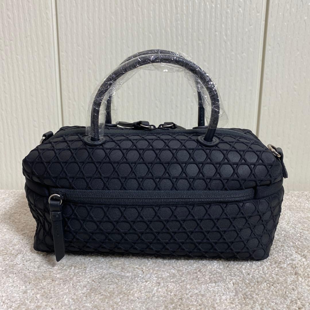 未使用 LAQUOH 【撥水加工】篭目柄エンボスボンディングミニボストン