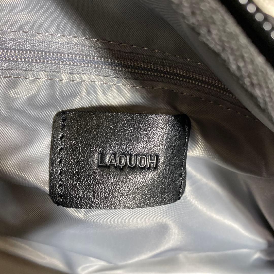 未使用 LAQUOH 【撥水加工】篭目柄エンボスボンディングミニボストン