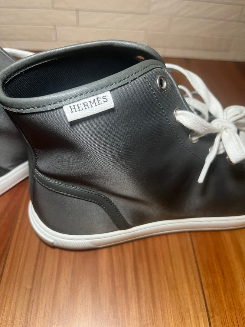 エルメス HERMES スニーカー グレー ナイロン レザー42 1/2 靴