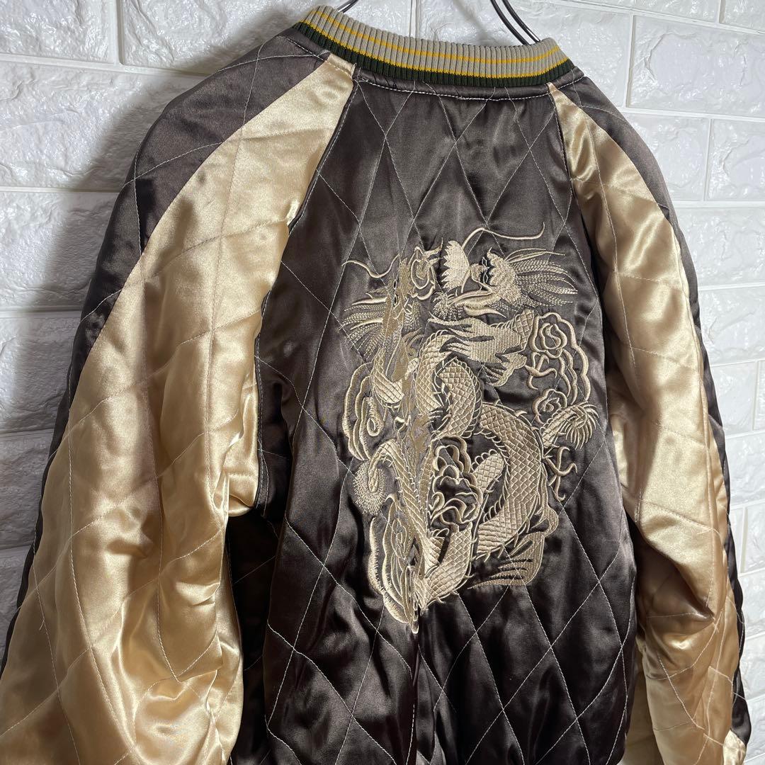 ドラゴンフライ リバーシブル ユニセックス 刺繍 スカジャン 龍虎 M