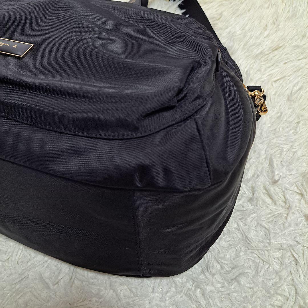 【極美品】【agnes b.】FT03‐02 2Wayボストンバッグ　チャーム付