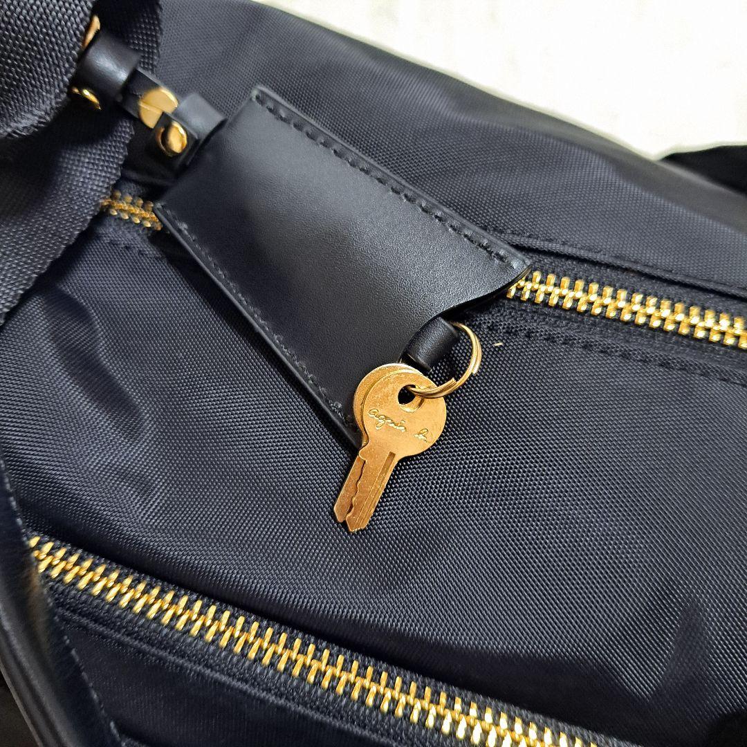 【極美品】【agnes b.】FT03‐02 2Wayボストンバッグ　チャーム付