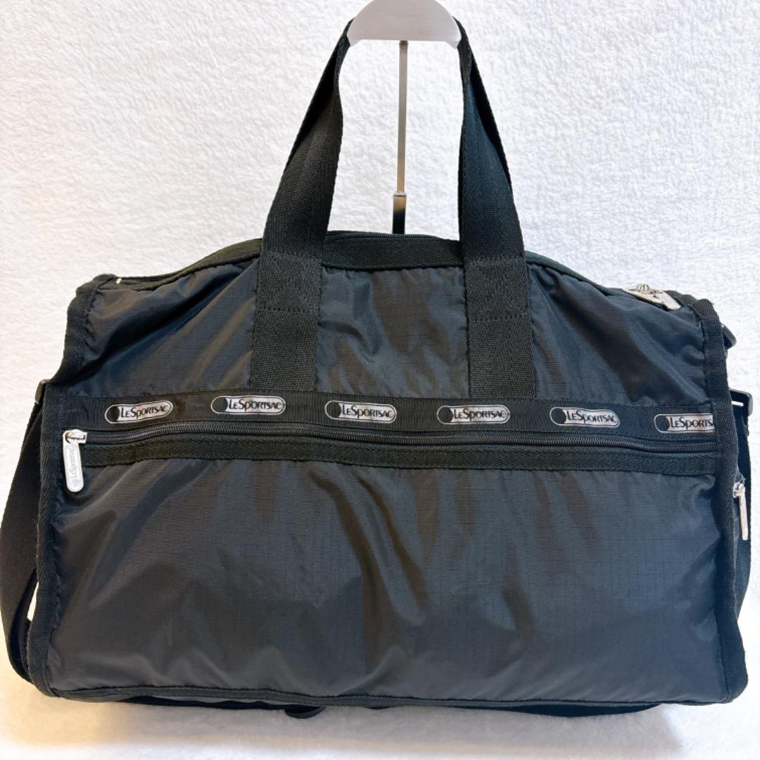 【美品】レスポートサック　ボストンバッグ　ブラック　無地　黒　ショルダー