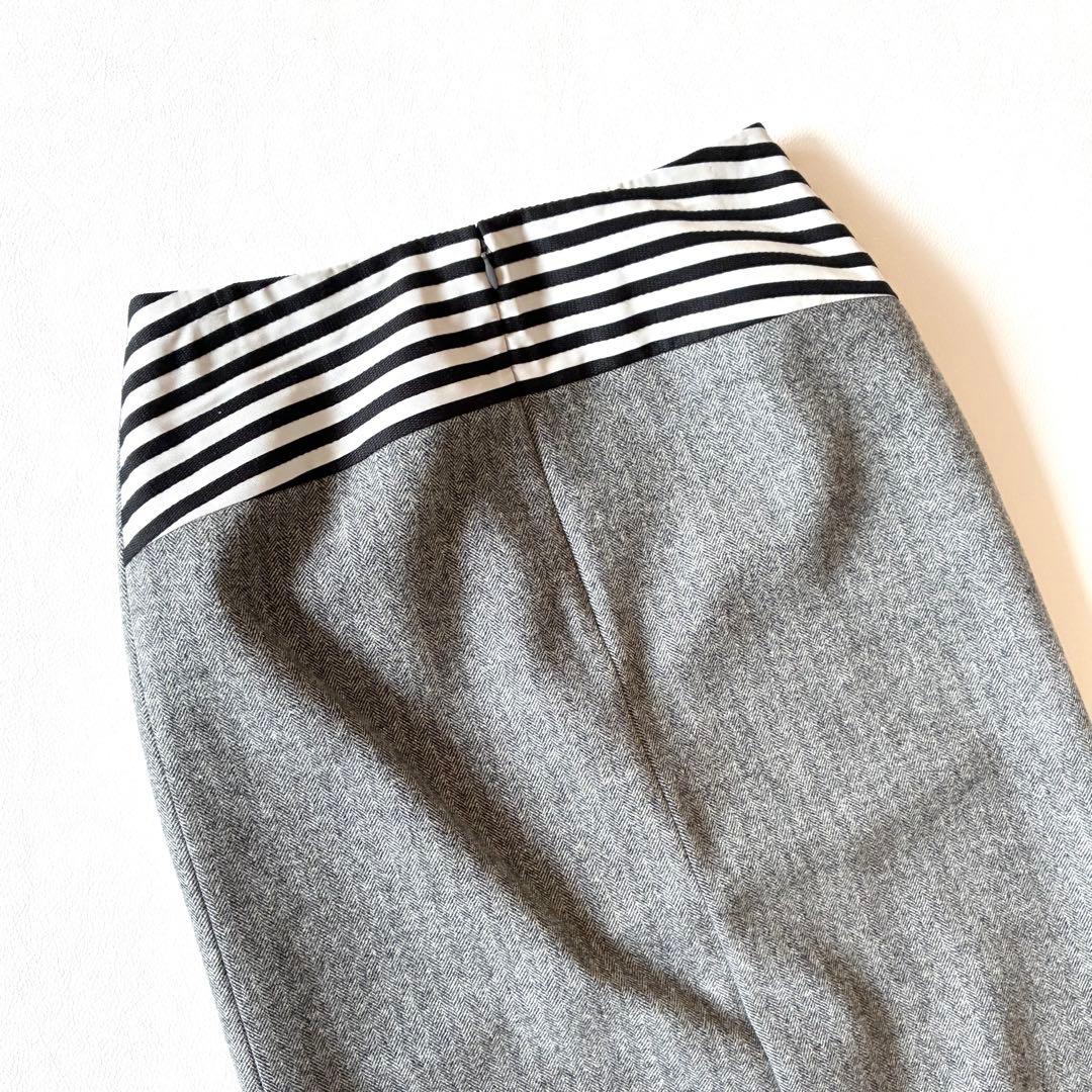 未使用タグ付き✨ボーダーズアットバルコニー　ウールスカート　ヘリンボーン　グレー