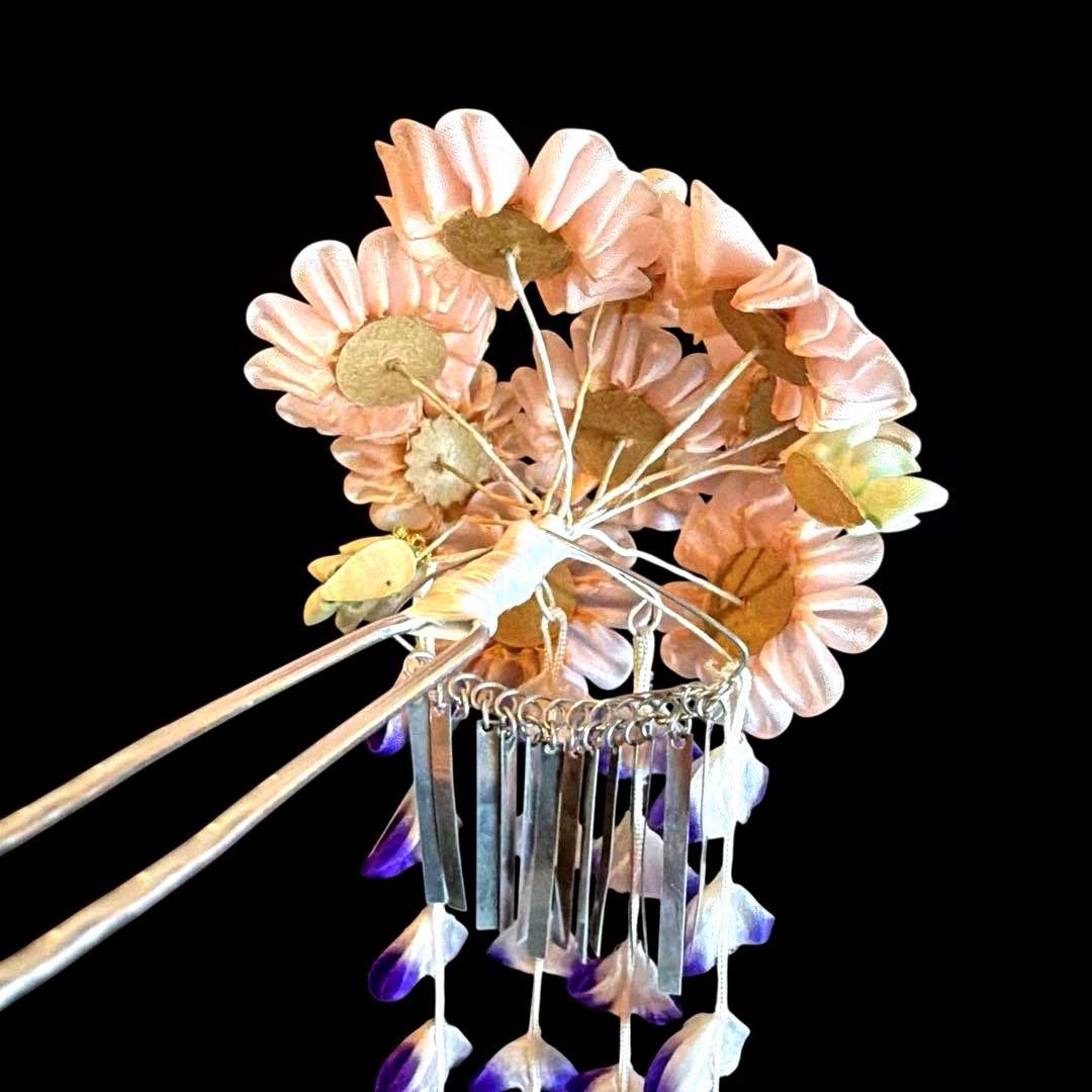 勝山髪飾り 七五三 7歳 (ピンク×藤)