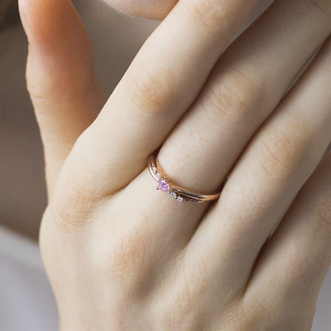 4℃ K10ピンクゴールド ハート型リング