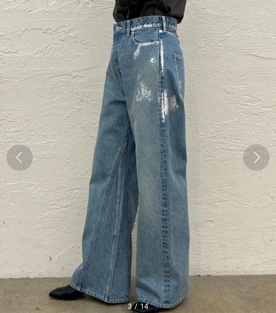 ✨未使用✨LOUNGEDRESS アイノデ　箔ワイドフレア　デニムパンツ　M