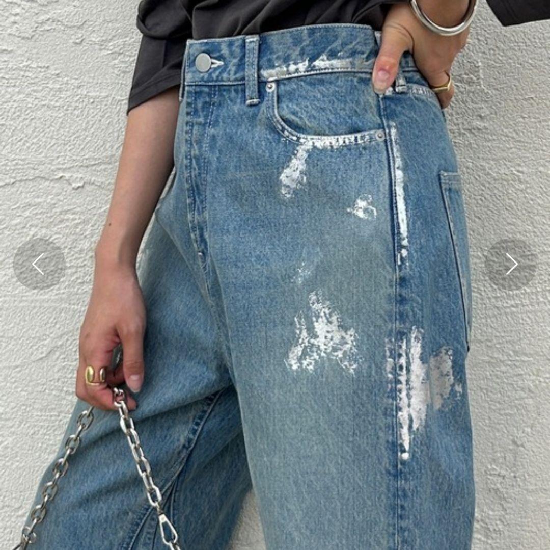 ✨未使用✨LOUNGEDRESS アイノデ　箔ワイドフレア　デニムパンツ　M