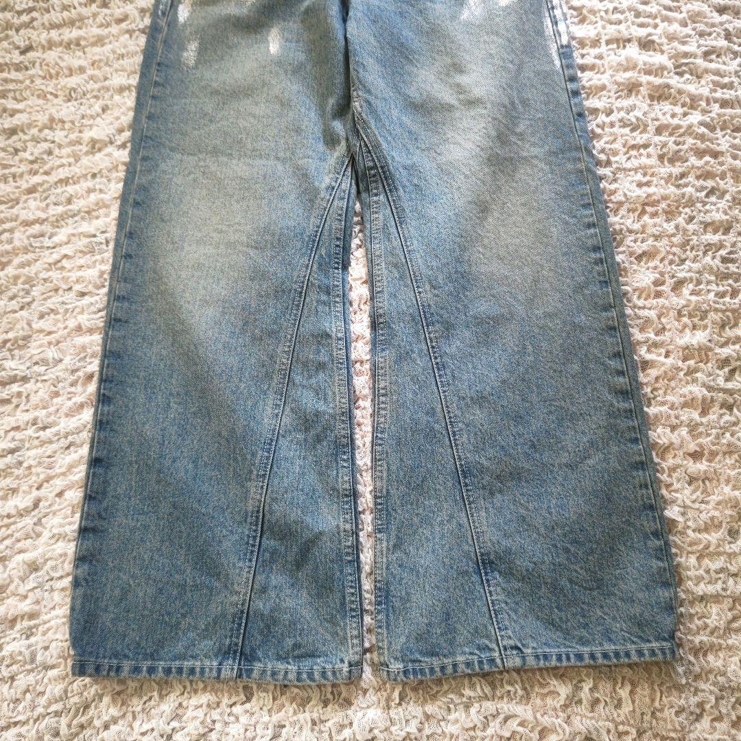 ✨未使用✨LOUNGEDRESS アイノデ　箔ワイドフレア　デニムパンツ　M