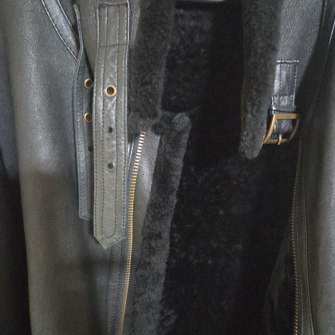 90'sレザームートンジャケット　B-3 ミリタリー　ボア　本革　黒　L