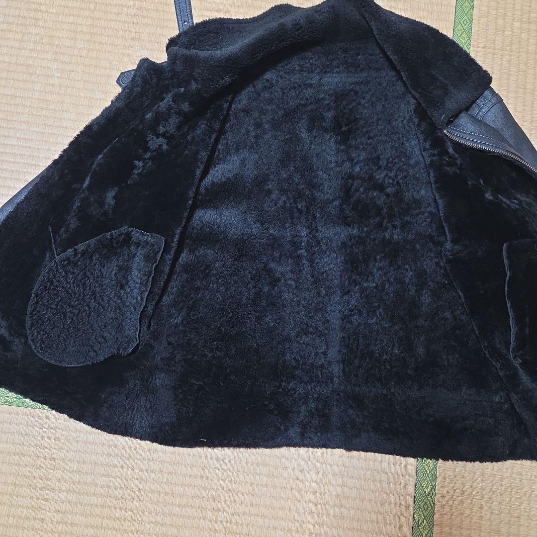 90'sレザームートンジャケット　B-3 ミリタリー　ボア　本革　黒　L