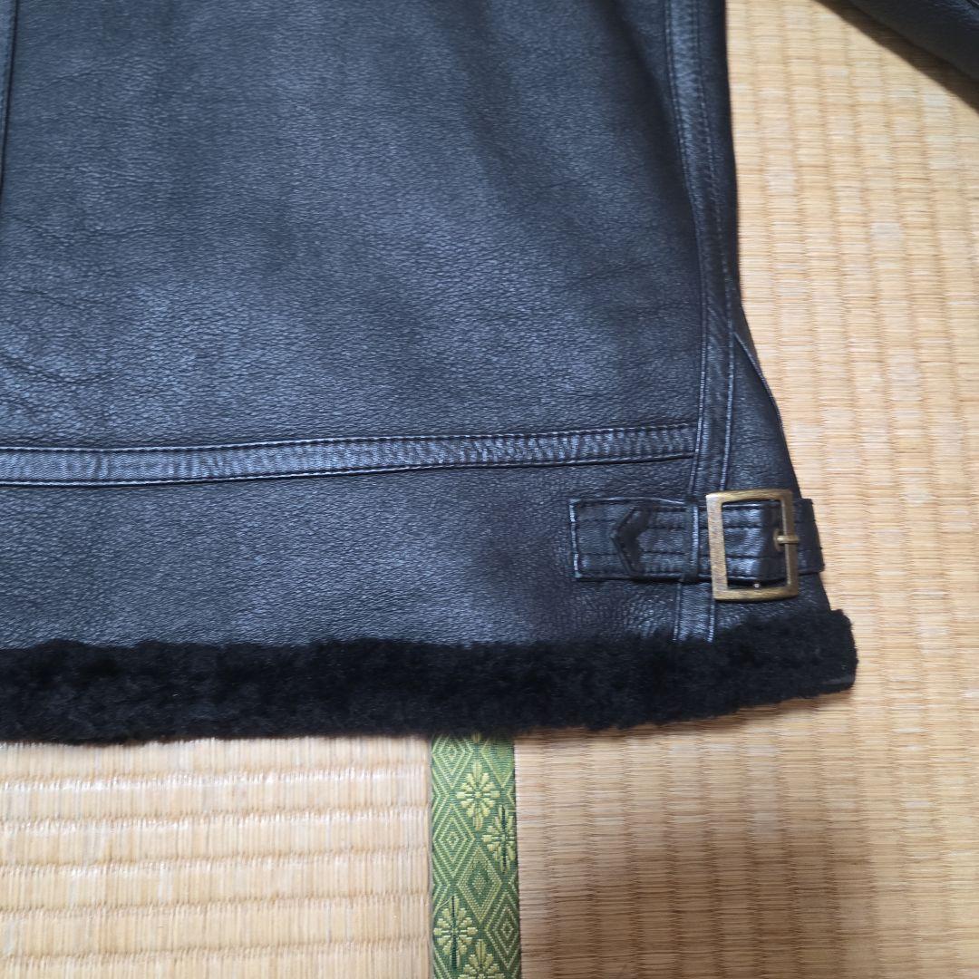 90'sレザームートンジャケット　B-3 ミリタリー　ボア　本革　黒　L