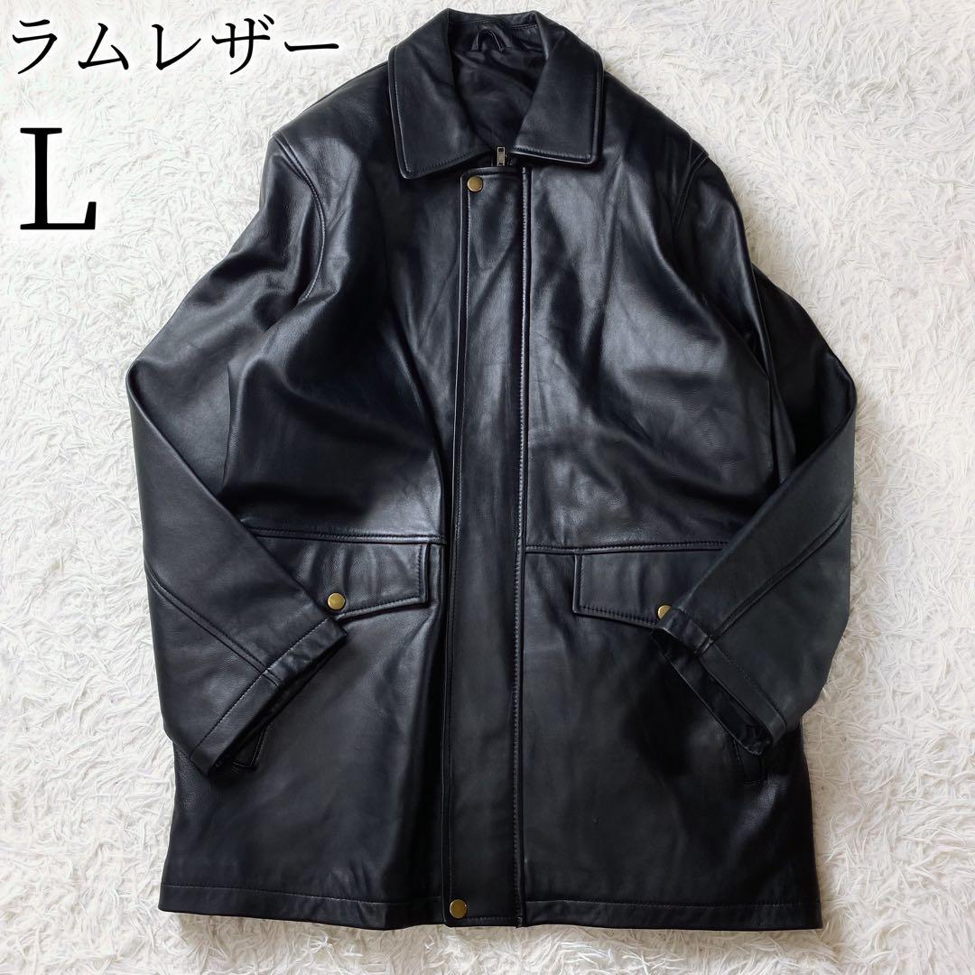値下げ中4 VINTAGE ラムレザー ビッグ フィールドジャケット 羊革 黒