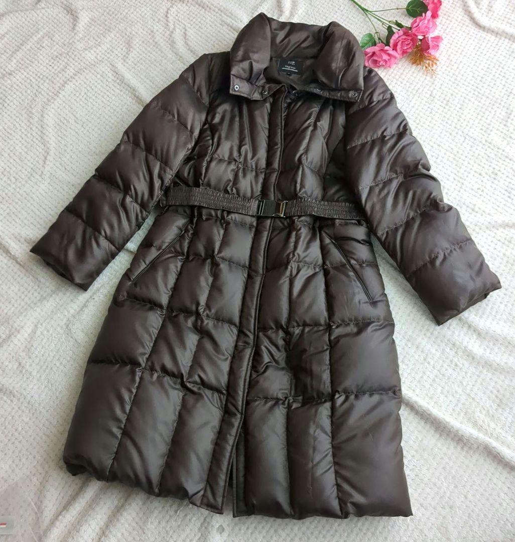 大きいサイズ46 23区ブラウン ダウンジャケット　ベルト付き