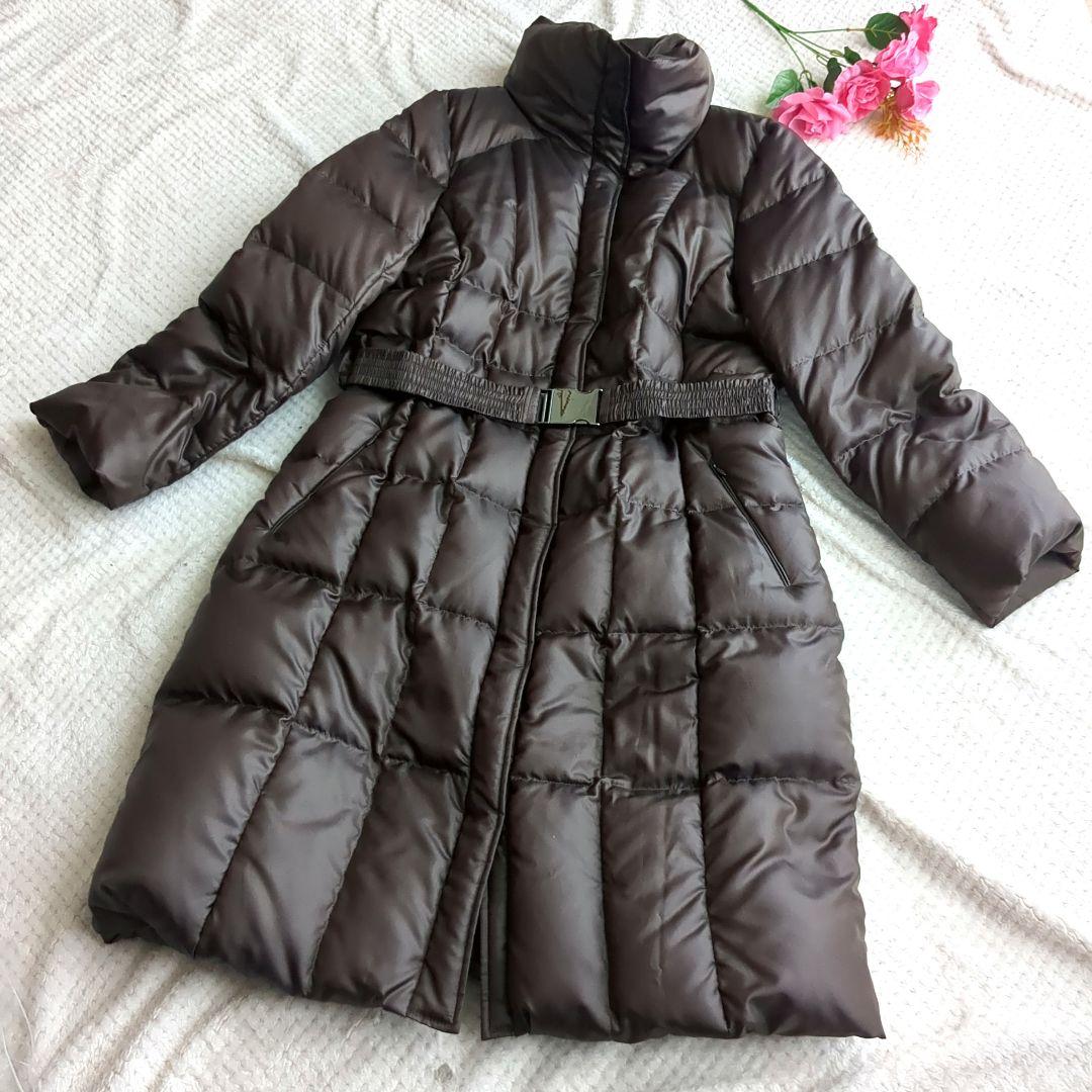 大きいサイズ46 23区ブラウン ダウンジャケット　ベルト付き