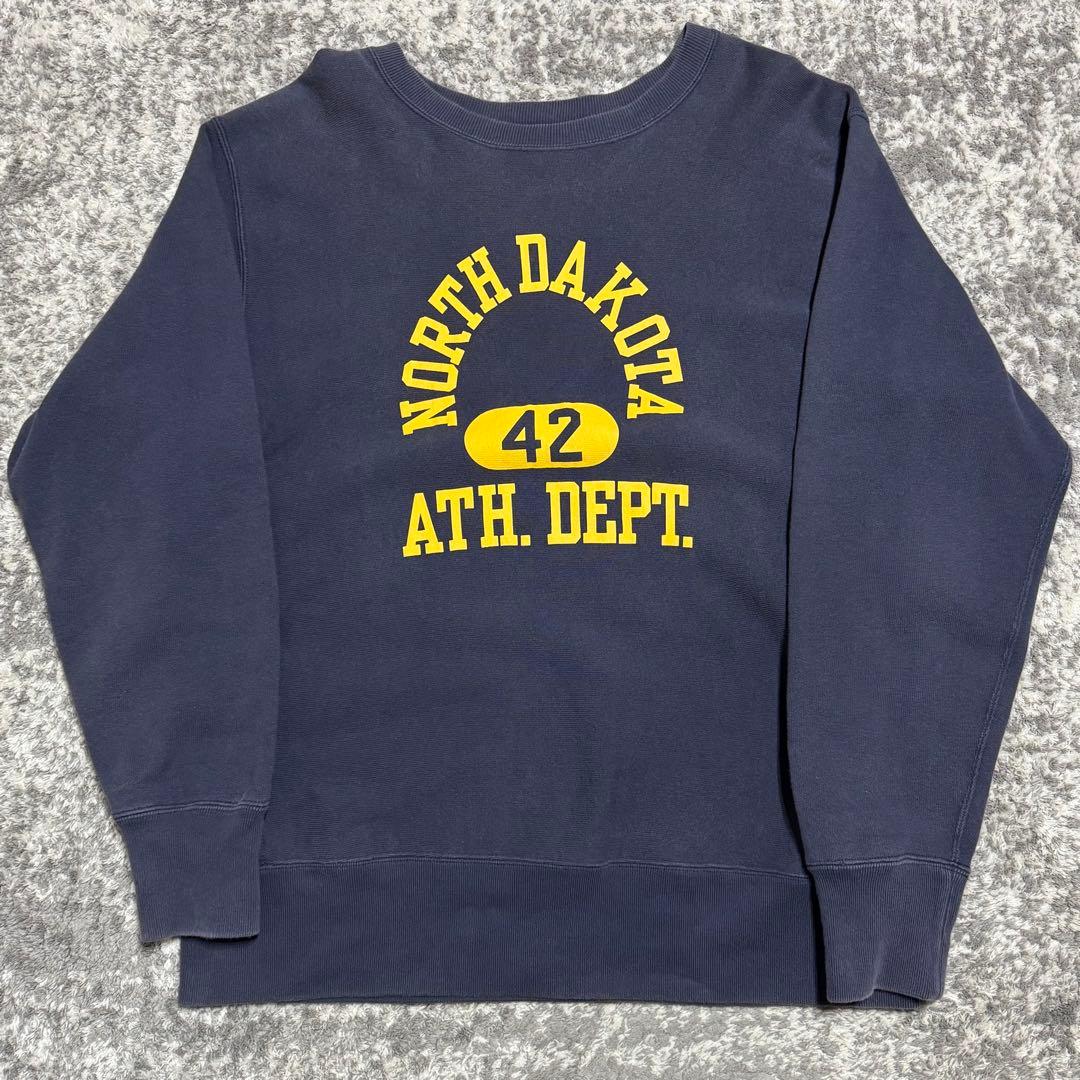 チャンピオン リバースウィーブ 青タグ スウェット 3段プリント 復刻 ナス紺