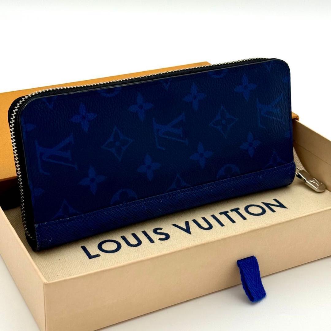 ルイヴィトン【現行 極美品】タイガラマ コバルト ジッピーヴェルティカル 長財布