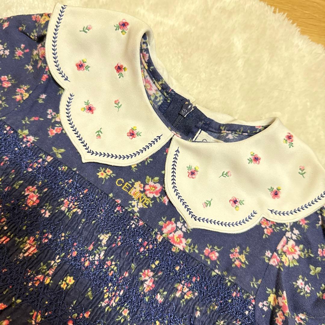 ☆希少・美品・襟が上品で最高に可愛い☆セリーヌ ワンピース95サイズ