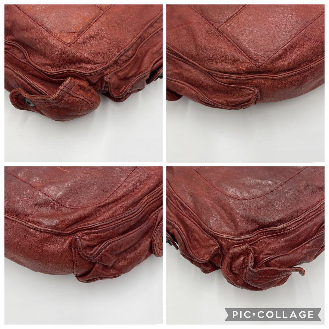 希少 JULIUS ユリウス ガスマスク 本革 レザーショルダーバッグ レッド系